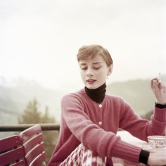 Belgian-born actress Audrey Hepburn (1929 - 1993) on the terrace of the Restaurant Hammetschwand at the summit of the Bürgenstock, Switzerland, circa 1955. (Photo by Archive Photos/Getty Images)